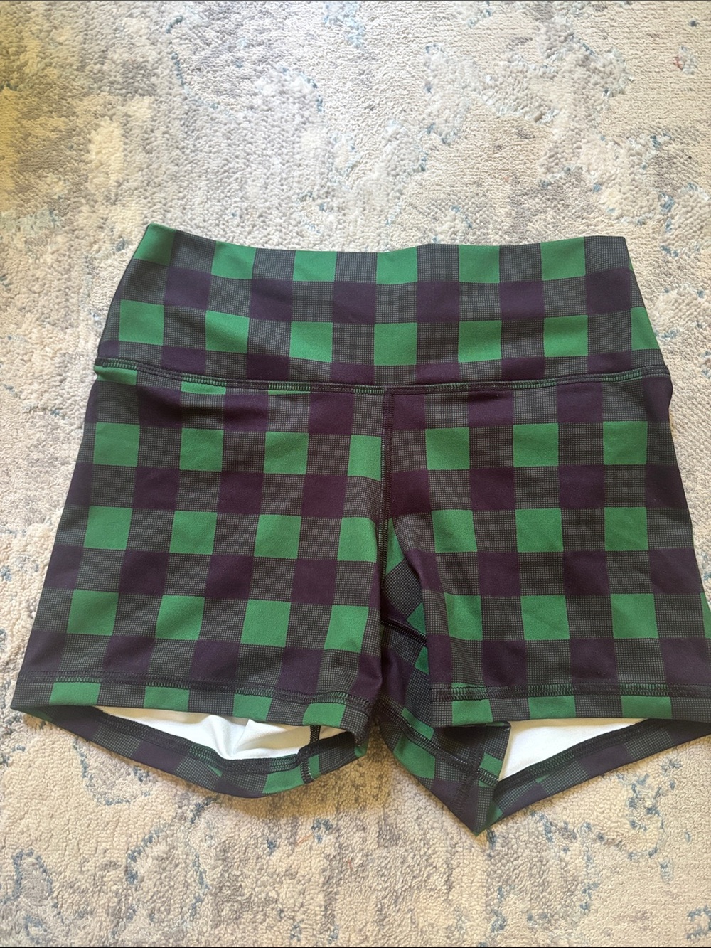 Fleo Green and Black Check Bike Shorts
